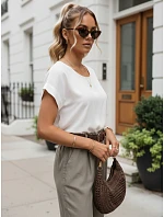 Dámska oversize blúzka z viskózy s krátkymi rukávmi, biela, FashionStreet RY2926