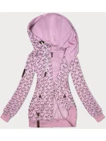 Ružová mikina s kapucňou a lastovičkami (2309)