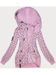 Ružová mikina s kapucňou a lastovičkami (2309)
