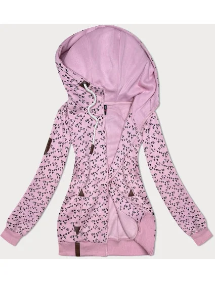 Ružová mikina s kapucňou a lastovičkami (2309)