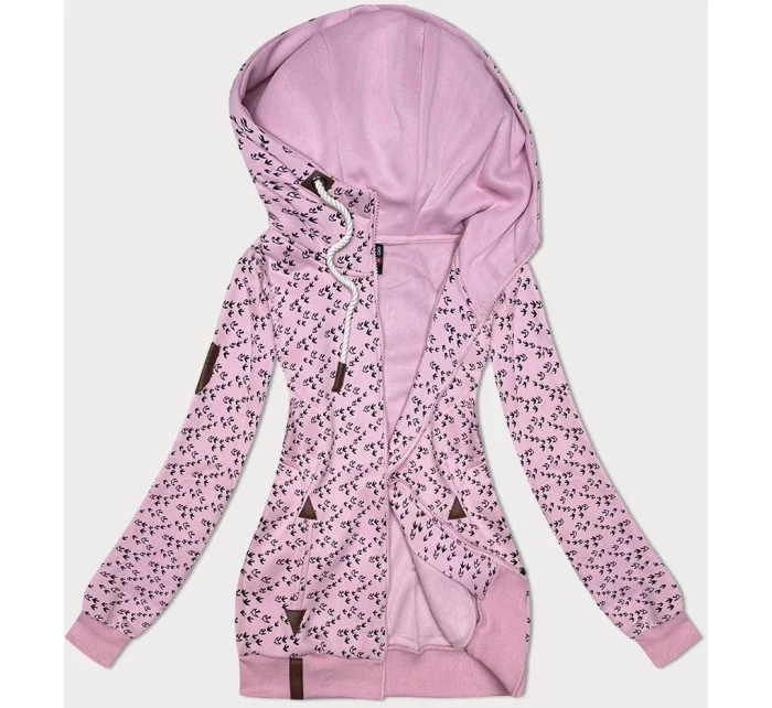 Ružová mikina s kapucňou a lastovičkami (2309)
