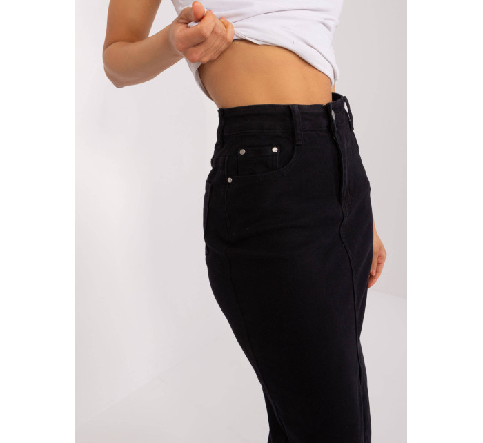 Černá vypasovaná džínová maxi sukně (M551)