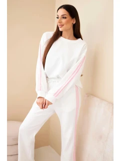 Dámský viskózový máslový komplet s lampasy ecru