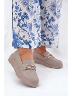 Dámské Kožené Mokasíny se Zlatým Detalem  model 21691940 - VINCEZA