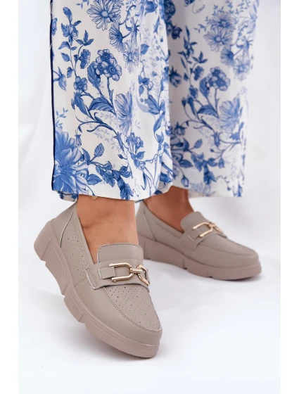 Dámské Kožené Mokasíny se Zlatým Detalem  model 21691940 - VINCEZA