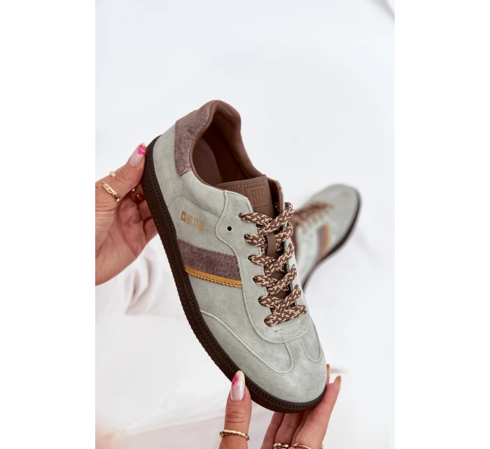 Zamszowe Niskie Sneakersy Damskie Big Star SS274678 HI-POLY SYSTEM Miętowe