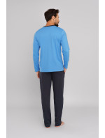 Pánske pyžamo Jugo, dlhý rukáv, dlhé nohavice - modrá/grafitová