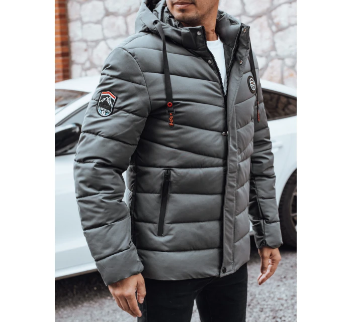 Pánská prošívaná zimní bunda s kapucí v grafitové barvě Dstreet model 21991450 - FashionStreet