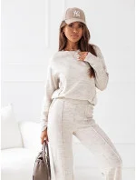 Béžový úpletový komplet blůza a kalhoty model 19673971 - Moon Béžový úpletový komplet blůza a kalhoty model 19673971 - Moon