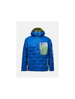 Pánská péřová bunda PEAK PERFORMANCE M Helium Aop Utility Down Hood, modrá barva