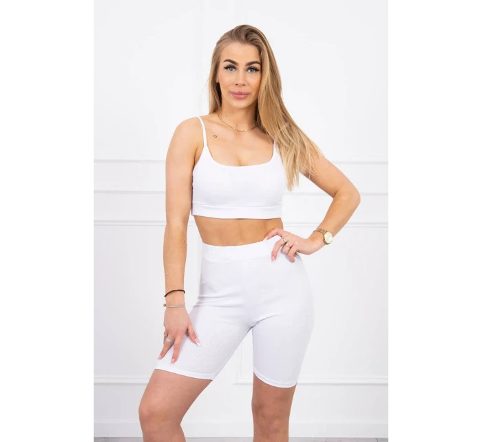 Súprava s nohavicami s vysokým pásom biela Súprava s nohavicami s vysokým pásom biela
