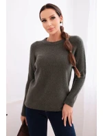 Dámský svetr z baby alpaky s dlouhým rukávem khaki