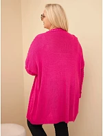 Dámský kardigan Plus Size s knoflíky a copánkovým vzorem fuchsie Dámský kardigan Plus Size s knoflíky a copánkovým vzorem fuchsie