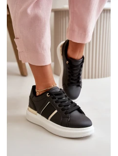 Modne Sneakersy Damskie Na Platformie Z Eko Skóry Czarne Nevisase