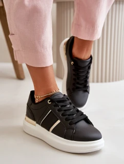 Módní dámské sneakers na platformě z eko kůže černé model 21667689 - Boto