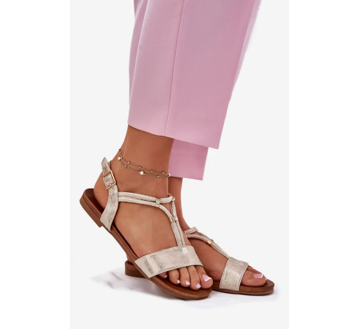 Dámské Plné Sandály S Pásky model 21698276 Zlaté - S.Barski