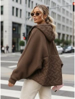 Dámska prechodná oversize bunda s kapucňou hnedá FashionStreet TY5593