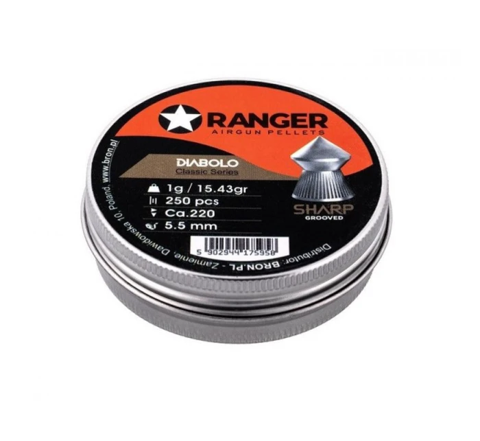 5,5 mm RANGER Diabolo Sharp Point 250 granúl 1,00 g