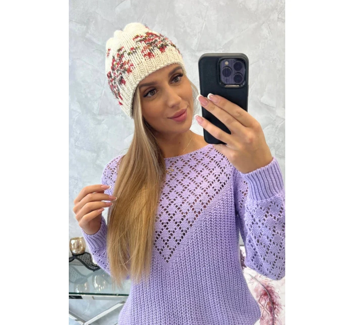 Dámska čiapka Florence K350 ecru+red