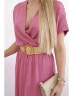 Dlhé šaty s ozdobným pásom tmavoružové