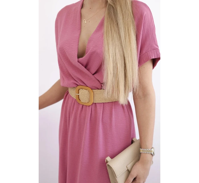 Dlhé šaty s ozdobným pásom tmavoružové