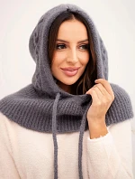 Dámska čiapka s kapucňou a pleteným vzorom sivá