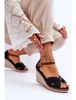 Sandały Damskie Na Koturnie Czarne Daphne Sandały Damskie Na Koturnie Czarne Daphne