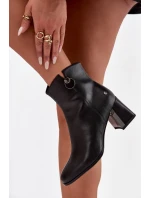 Ocieplane Botki Z Naturalnej Skóry Na Słupku Maciejka K7203-04 Czarne