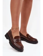 Mokasyny Damskie Z Eko Skóry Czekoladowe Cailen