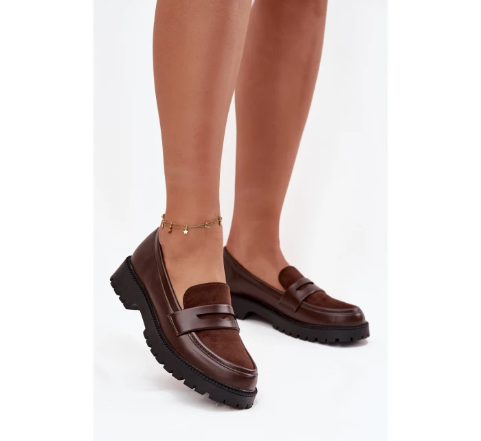 Mokasyny Damskie Z Eko Skóry Czekoladowe Cailen