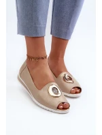 Dámske lodičky s ozdobou z ekokože, zlaté Biolita