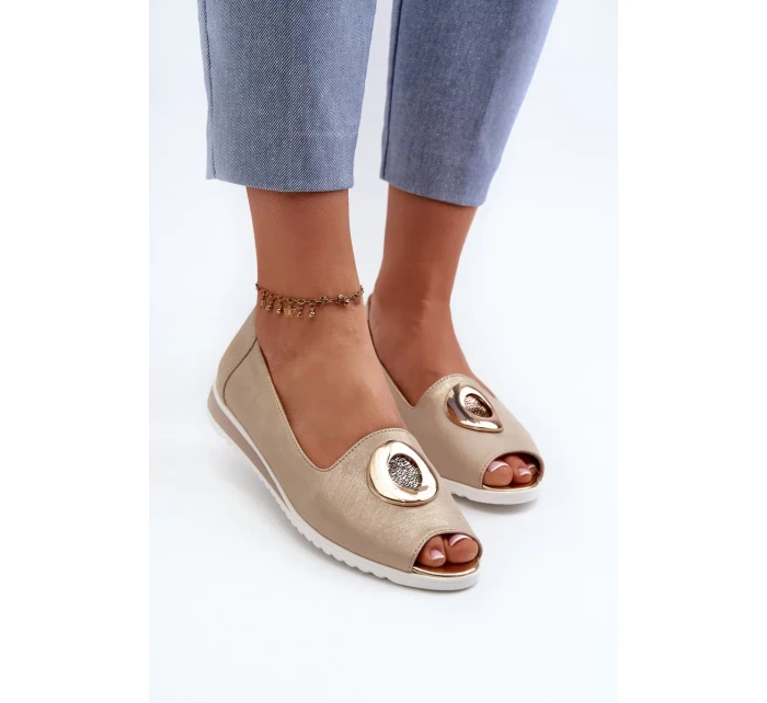 Dámske lodičky s ozdobou z ekokože, zlaté Biolita