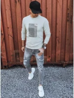 Pánska béžová mikina s potlačou FashionStreet BX5355