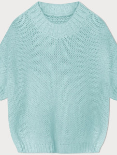 Dámsky voľný sveter s krátkymi rukávmi v mätovej farbe (760ART)