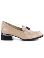 Dámská obuv s ozdobným podpatkem béžová model 22015133 - VINCEZA