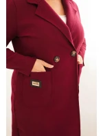 Dámsky elegantný kabát s golierom a veľkými vreckami Plus Size Plum Dámsky elegantný kabát s golierom a veľkými vreckami Plus Size Plum