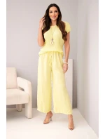 Viskózna blúzka + plisované nohavice žltá