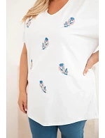 Dámská bavlněná halenka Plus Size s model 22185747 bílá - K-Fashion