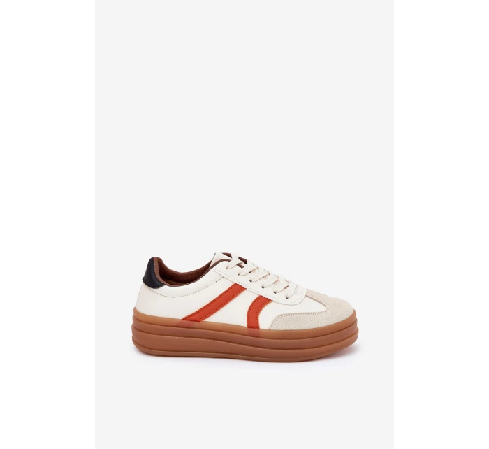 Sneakersy Damskie Na Platformie Beżowe Tolianna