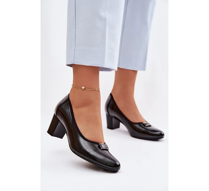 Lodičky na podpatku model 22100861 Černé - VINCEZA
