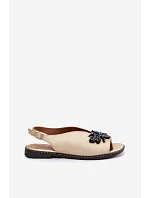 Třpytivé dámské sandály s ozdobou Ploché zlaté model 22141013 - Boto