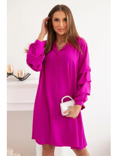 Nadrozmerné šaty s ozdobnými rukávmi fialové