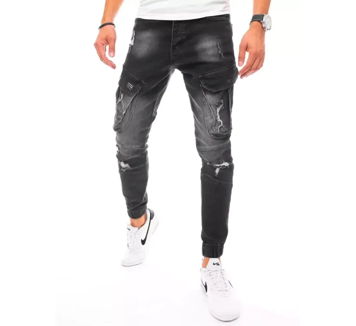Pánske bojové džínsové nohavice čierne FashionStreet UX3254 Pánske bojové džínsové nohavice čierne FashionStreet UX3254
