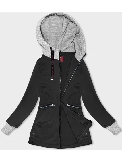 Čierna dámska mikina so svetríkovou kapucňou (AMG-312A) Čierna dámska mikina so svetríkovou kapucňou (AMG-312A)