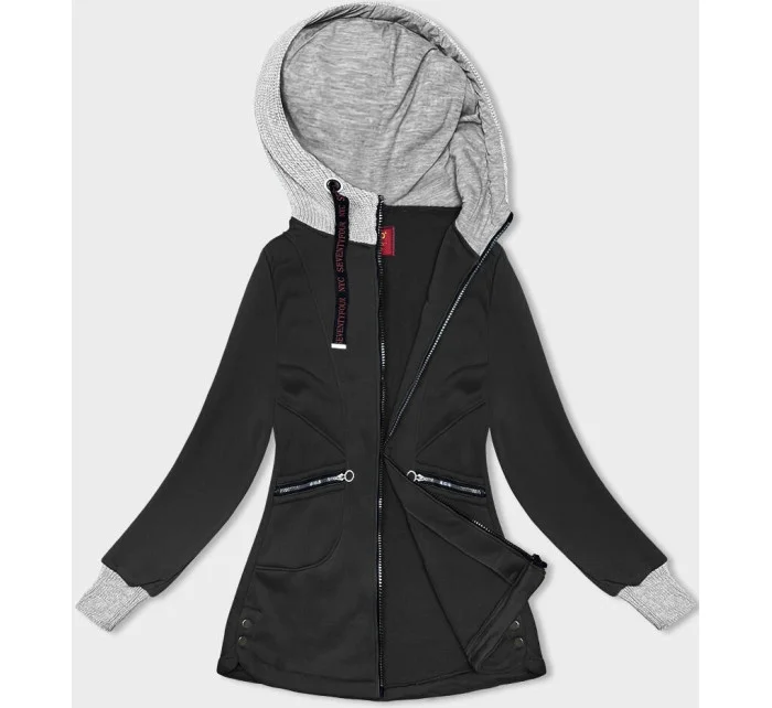 Čierna dámska mikina so svetríkovou kapucňou (AMG-312A) Čierna dámska mikina so svetríkovou kapucňou (AMG-312A)