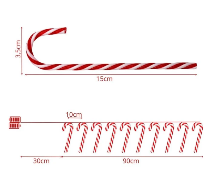 SVETLÁ GIRLANDA 10 VIEDOL LÍZATKO TYČINKY VIANOČNÝ STROMČEK TEPLÁ BIELA LUCA