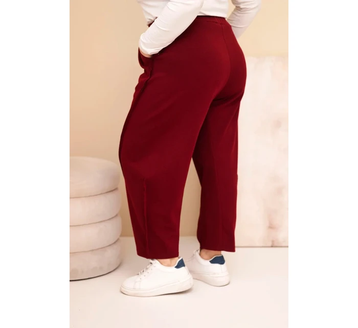 Dámske Plus veľkosť bavlnené nohavice s vysokým pásom voľné nohavice bordová Dámske Plus veľkosť bavlnené nohavice s vysokým pásom voľné nohavice bordová