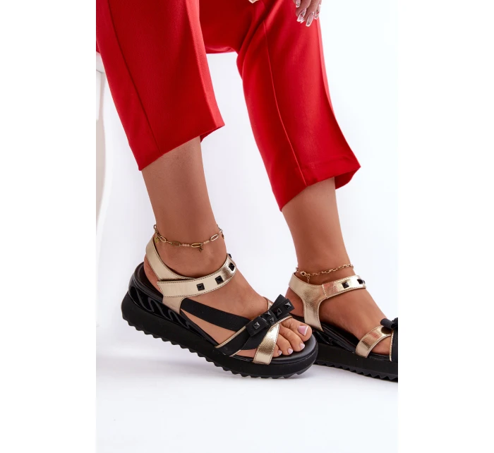 Sandały Damskie Z Kokardką D&A CR956 Złote