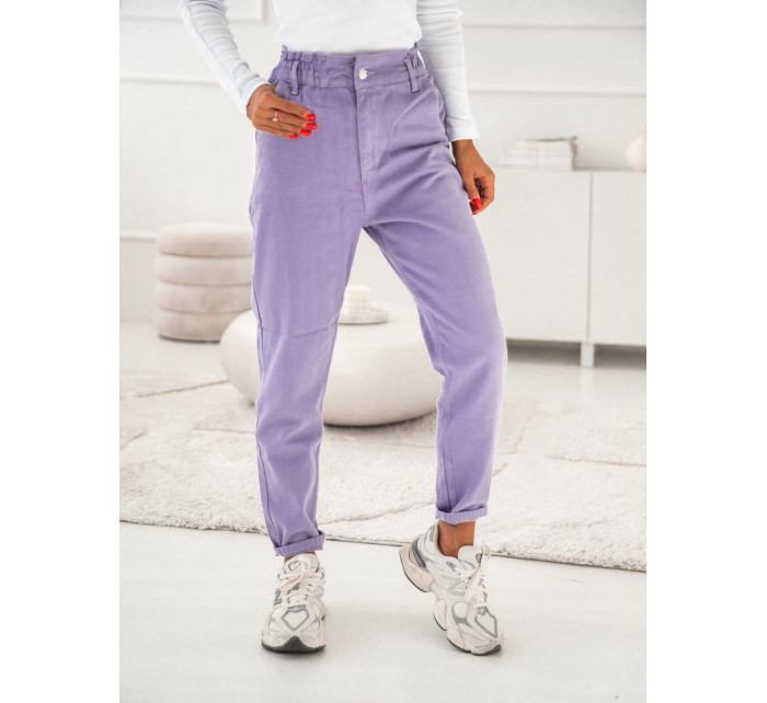 Džínsy s elastickým pásom lila