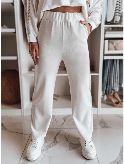 Dámské široké žebrované kalhoty ecru Dstreet model 21985784 - FashionStreet